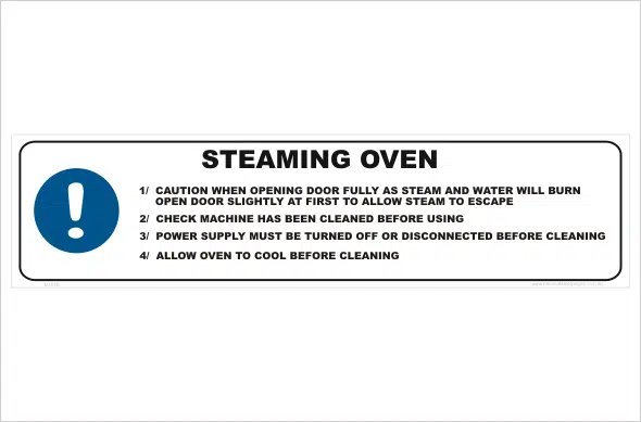 Steaming Oven Use. Steaming Oven warning sign