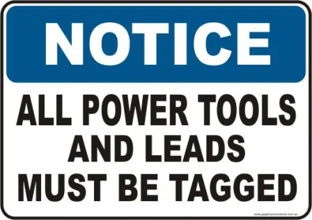 power tools tagged, power leads tagged