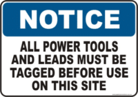 Power tool and lead tag Warning sign