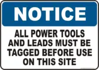 Power tool and lead tag Warning sign