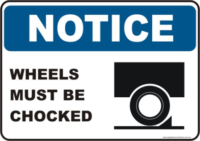 Wheels must be Chocked Notice sign