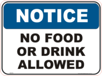 No Food or Drink allowed sign