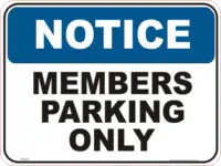 Members Parking Only Sign