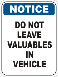 Vehicle contents stealing sign