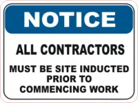Contractor Induction sign