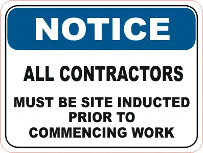 Contractor Induction sign