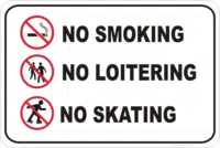 No smoking No loitering No skating        P2256