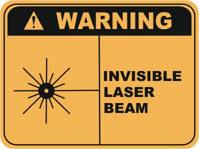 Laser beam warning sign