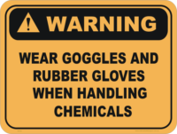 wear goggles and gloves, goggles, gloves