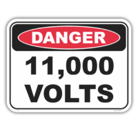 Danger 11000 volts safety sign - AS1319 compliant, National Safety Signs Australia