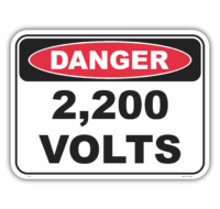 Danger 2200 volts safety sign - AS1319 compliant, National Safety Signs Australia