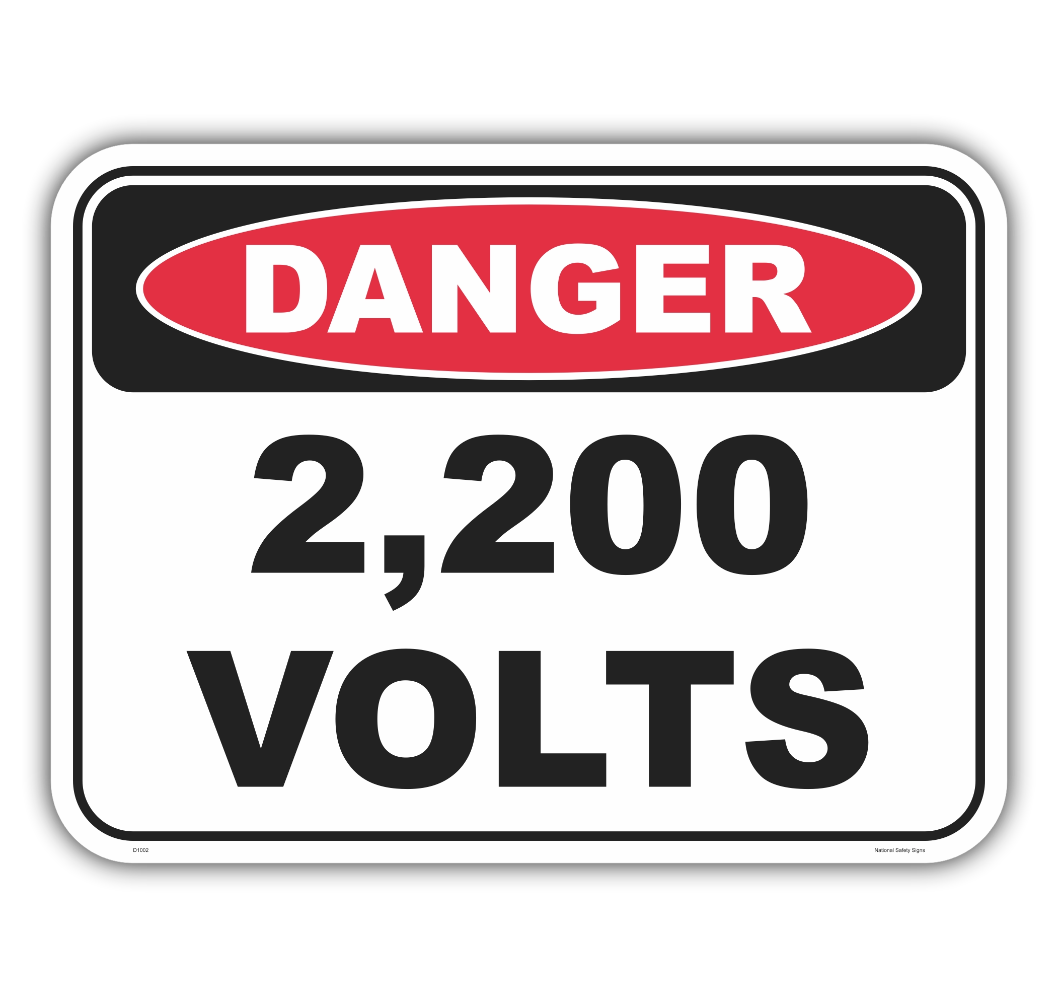 Danger 2200 volts safety sign - AS1319 compliant, National Safety Signs Australia
