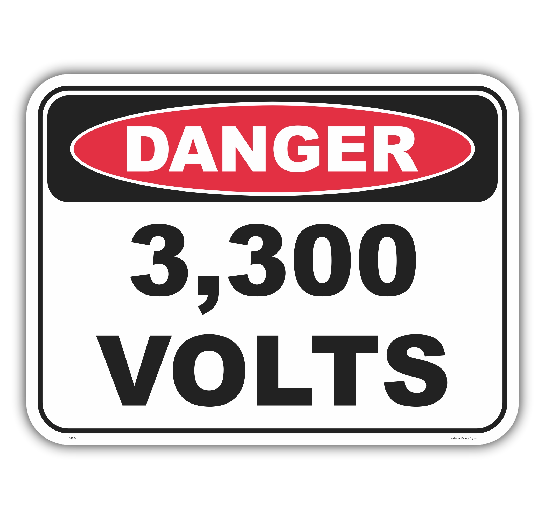 Danger 3300 volts safety sign - AS1319 compliant, National Safety Signs Australia