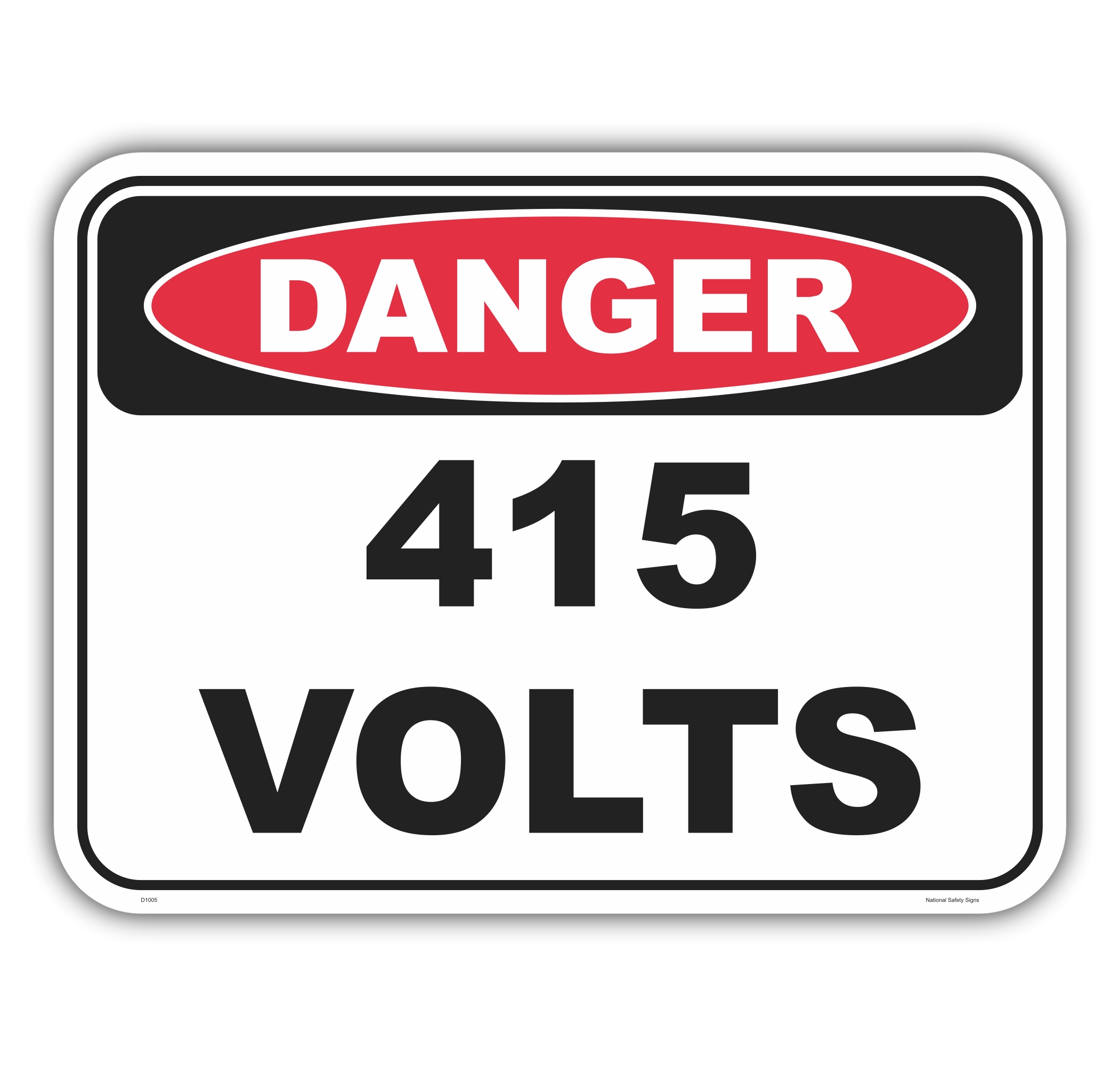 Danger 415 volts safety sign - AS1319 compliant, National Safety Signs Australia