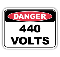 Danger 440 volts safety sign - AS1319 compliant, National Safety Signs Australia