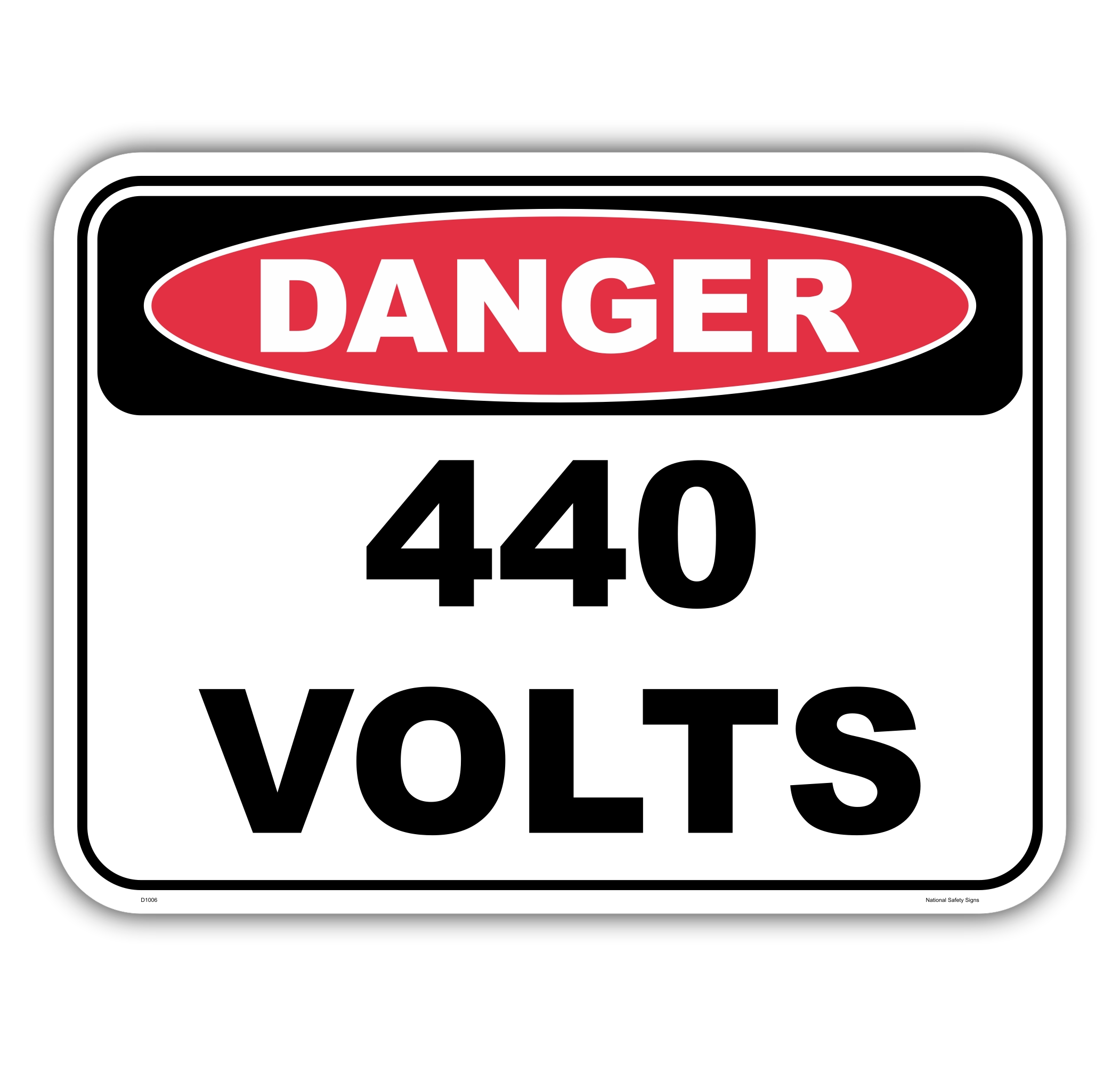 Danger 440 volts safety sign - AS1319 compliant, National Safety Signs Australia