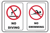 No Diving Swimming sign