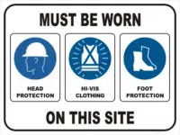 PPE HEAD, HI-VIS, FOOT PROTECTION ON SITE