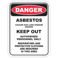 Danger asbestos keep out safety sign - AS1319 compliant, National Safety Signs Australia