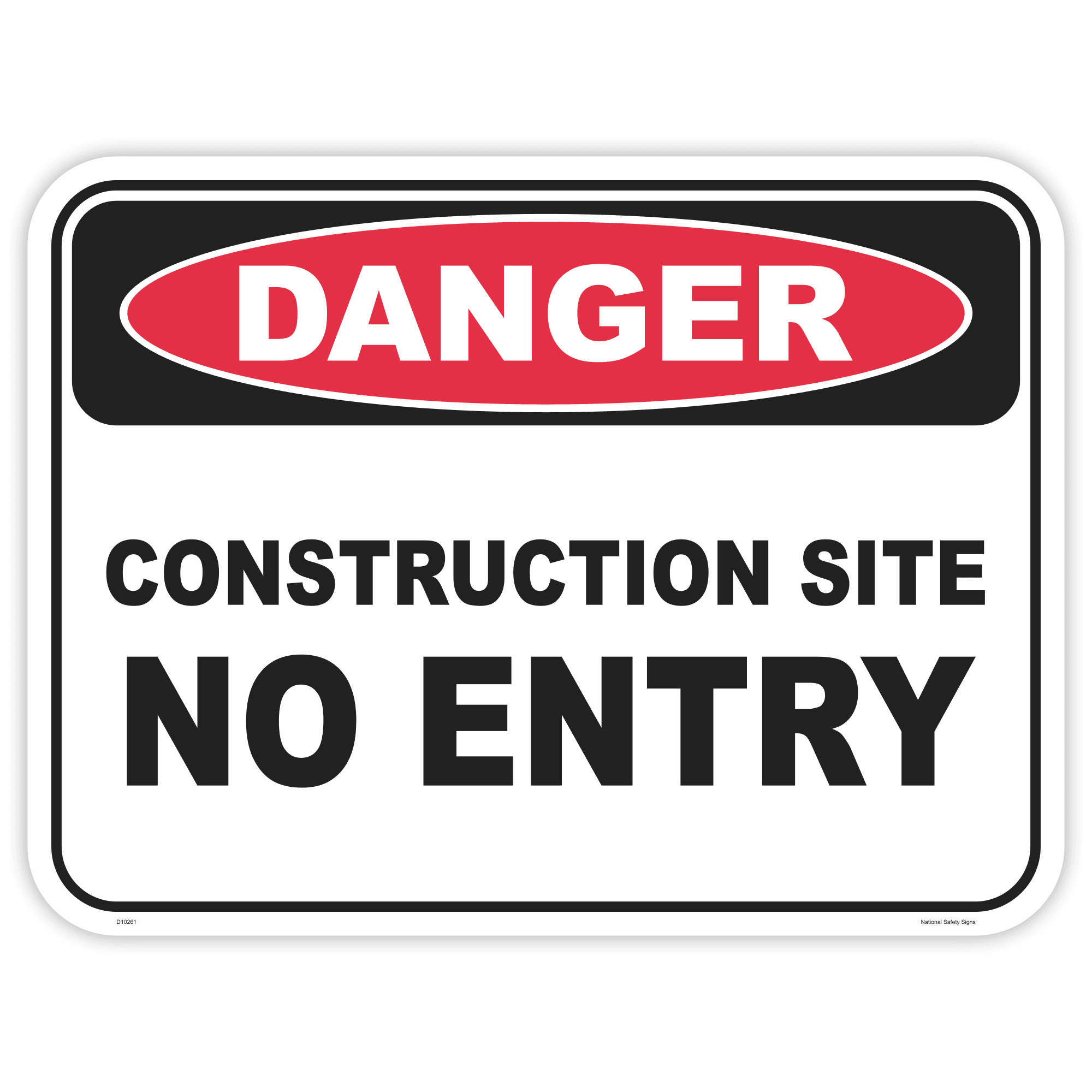 Danger construction site no entry safety sign - AS1319 compliant, National Safety Signs Australia