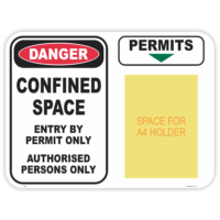 Danger confined space permit safety sign - AS1319 compliant, National Safety Signs Australia