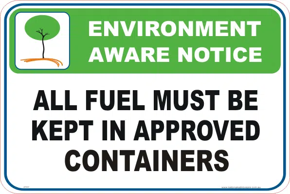 fuel spillage Enviroment sign