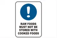 Raw foods must not be stored with Cooked Foods