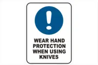 wear Hand protection when using knives