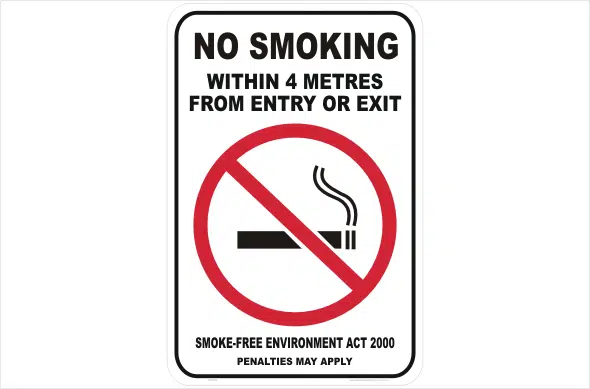 NSW No Smoking 4 metres from entry or exit