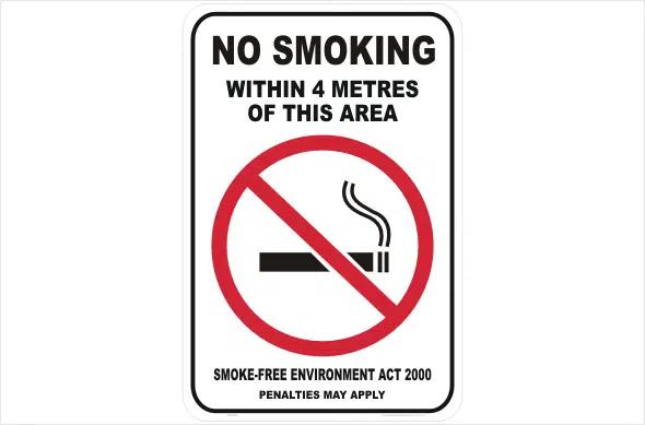 NSW no smoking within 4 metres of this area