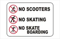 No scooters No skating No skateboarding signs