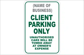 Client parking sign