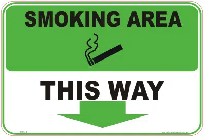 Smoking Area down arrow sign