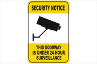 Security CCTV doorway under 24hr surveillance