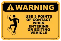 Entering and Exiting Vehicle 3 Points of Contact Sign W3085