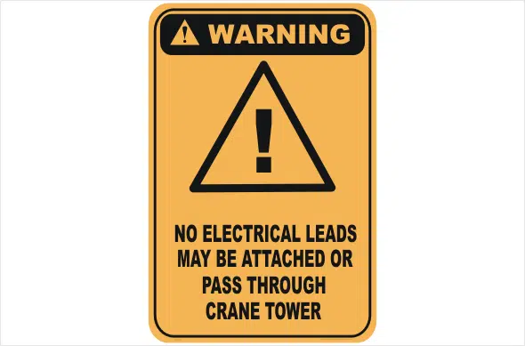 No Electrical leads through crane tower W30102