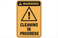 Cleaning in progress warning sign