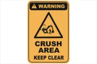 crush area, keep clear