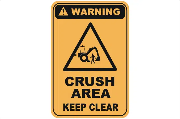 crush area, keep clear
