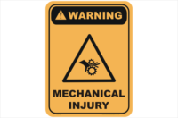 mechanical injury, keep hands clear