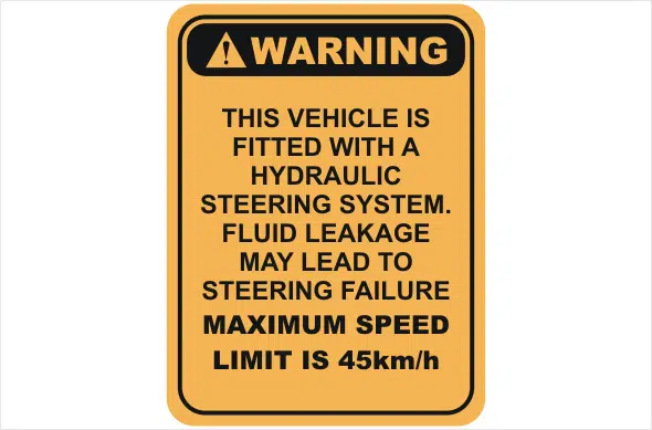 hydraulic leakage warning sign