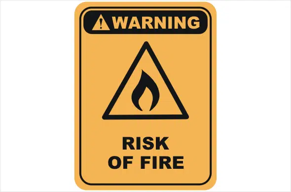 risk of fire warning sign