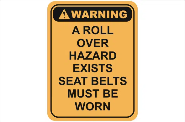roll over hazard warning sign