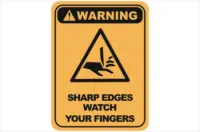 Sharp edges warning sign