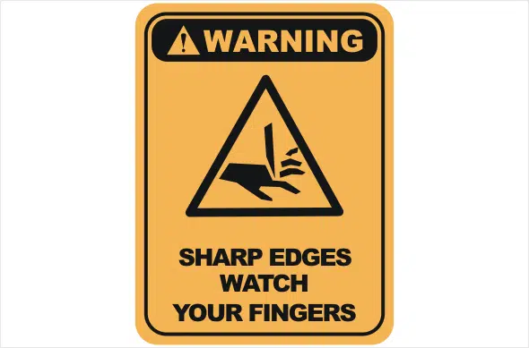 Sharp edges warning sign