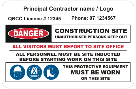 Principal Contractor site sign - Building & Construction Sites