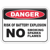 Danger risk of battery explosion safety sign - AS1319 compliant, National Safety Signs Australia
