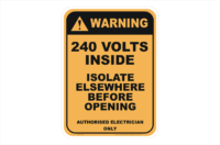 240 Volts isolate elsewhere sign