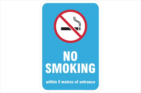 WA No Smoking within 5 metres of entrance