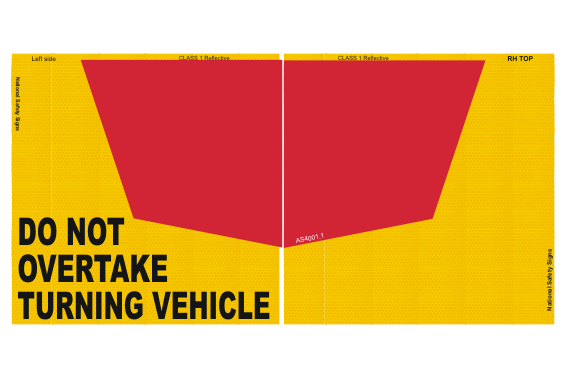 Do not overtake turning vehicle Rear Markers